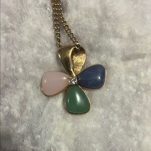 Avon Gold Necklace with Pink, Blue, and Green Stones